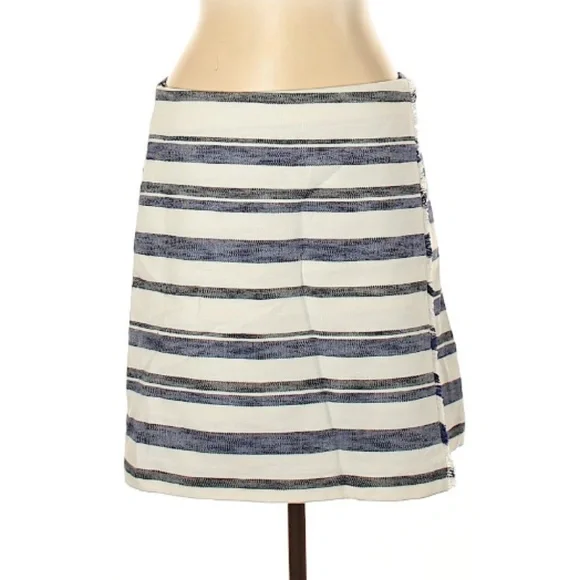 Ann Taylor Striped Fringe Wrap Skirt - Picture 2 of 4